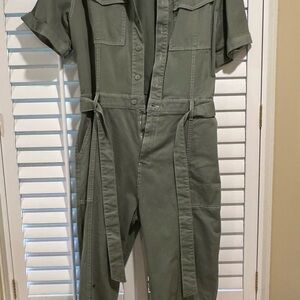 Jonathan Simkhai Green Utility Jumpsuit with Belted Waist